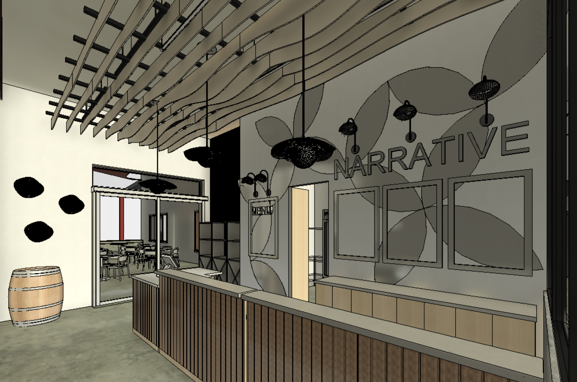 narrative winery tasting lounge render